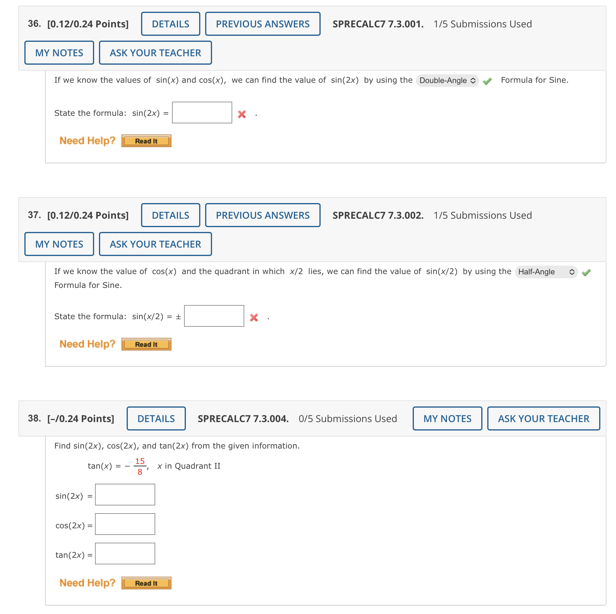 32. [-/0.24 Points] DETAILS SPRECALC7 7.2.052.