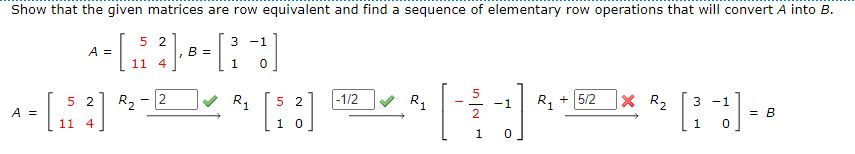 Show that the given matrices are raw equivalent