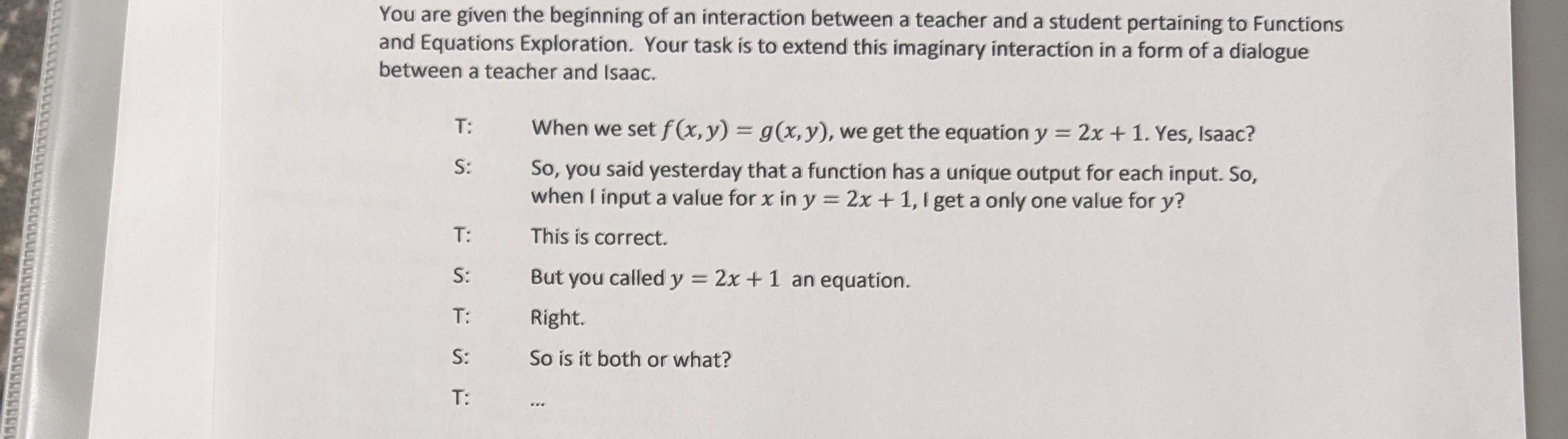 I need help with part one. Is it a function or an