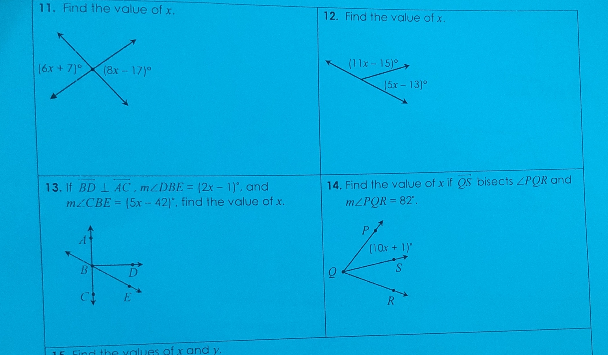 need help with these 4 11. Find the value of x.