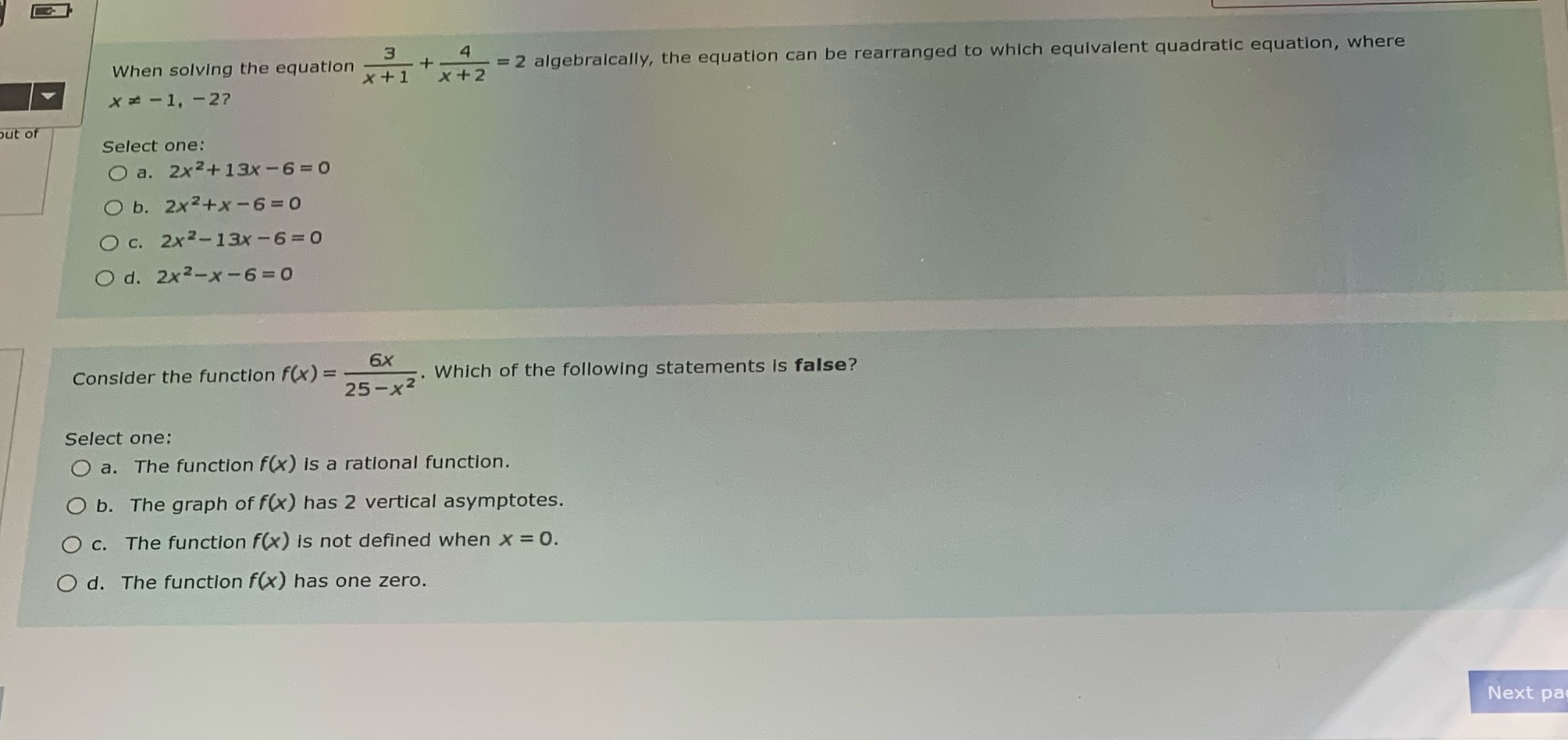 Both please 3 4 When solving the equation x+1 x+2
