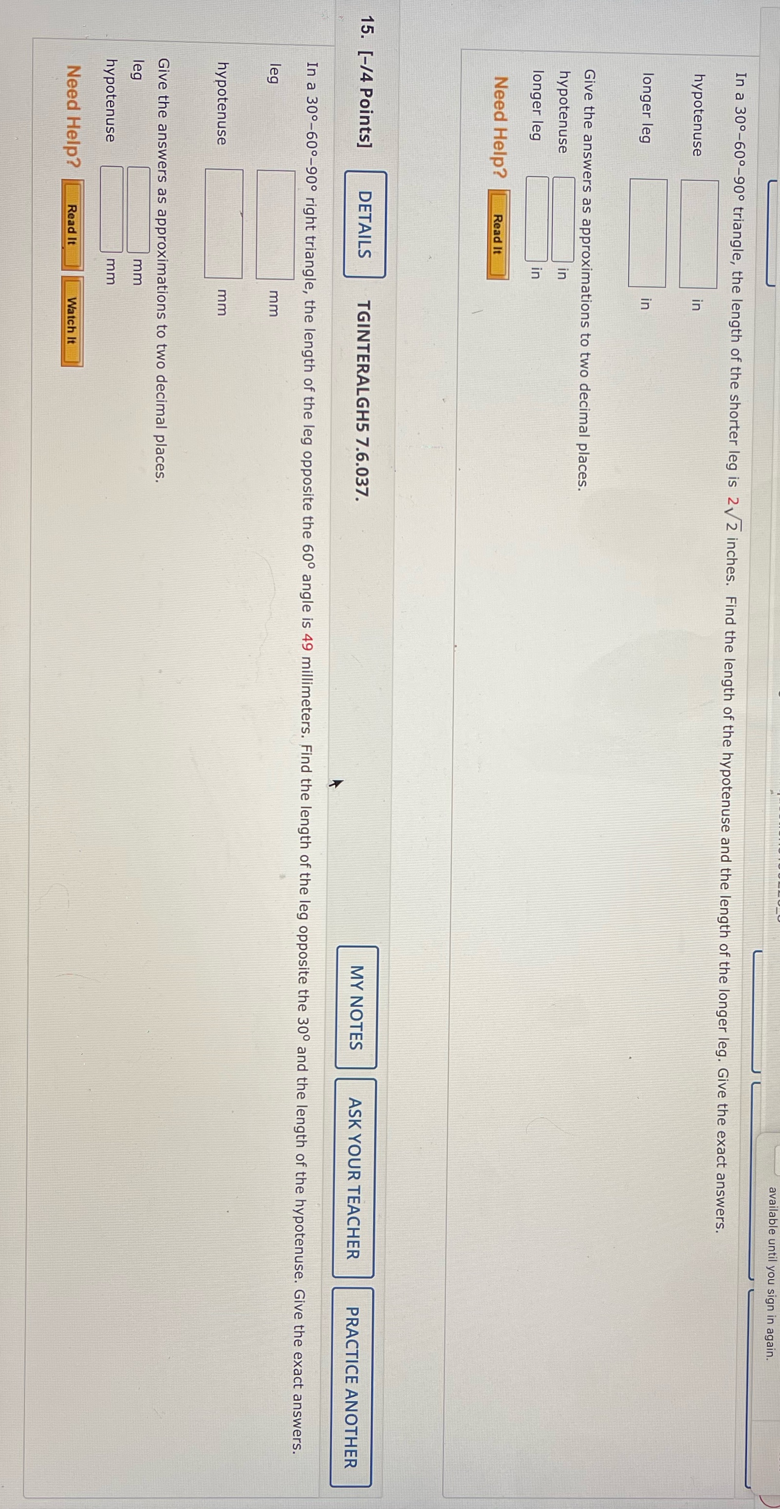 available until you sign in again. In a 30-60-90