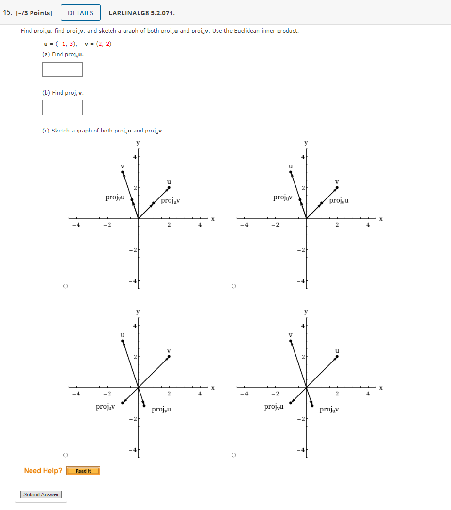 15. [-/3 Points] DETAILS LARLINALG8 5.2.071. Find