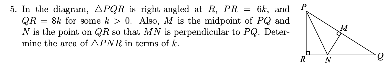 5. In the diagram, APQR is right-angled at R, PR
