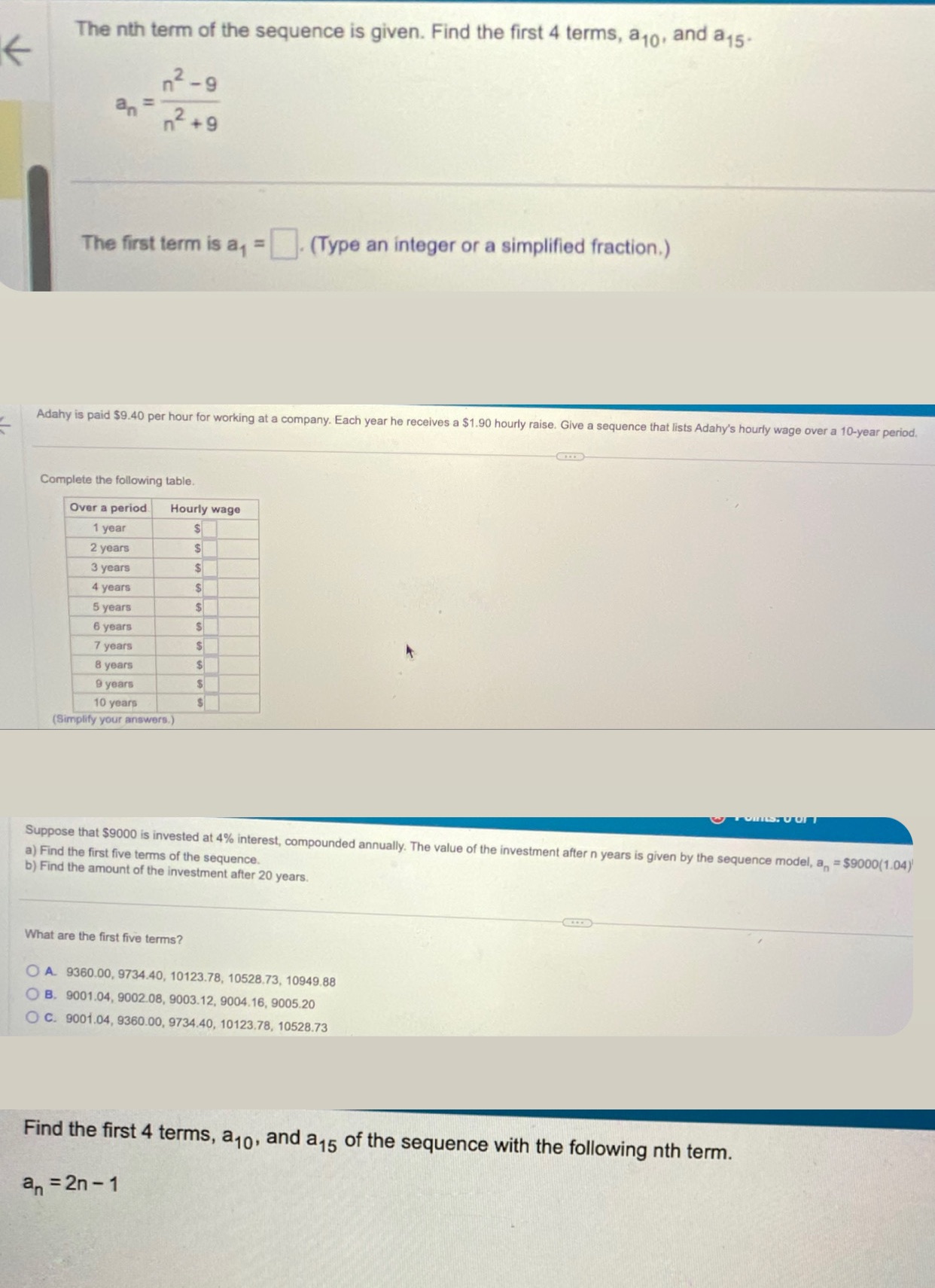 Math 105-85 The nth term of the sequence is
