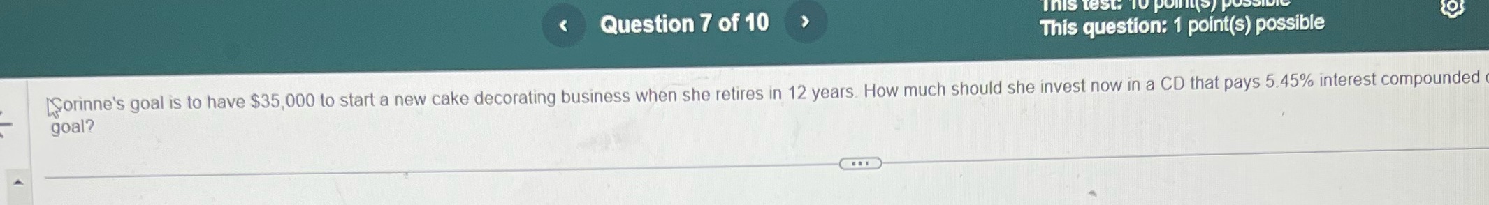 Question 7 of 10 This test: To poms) p This