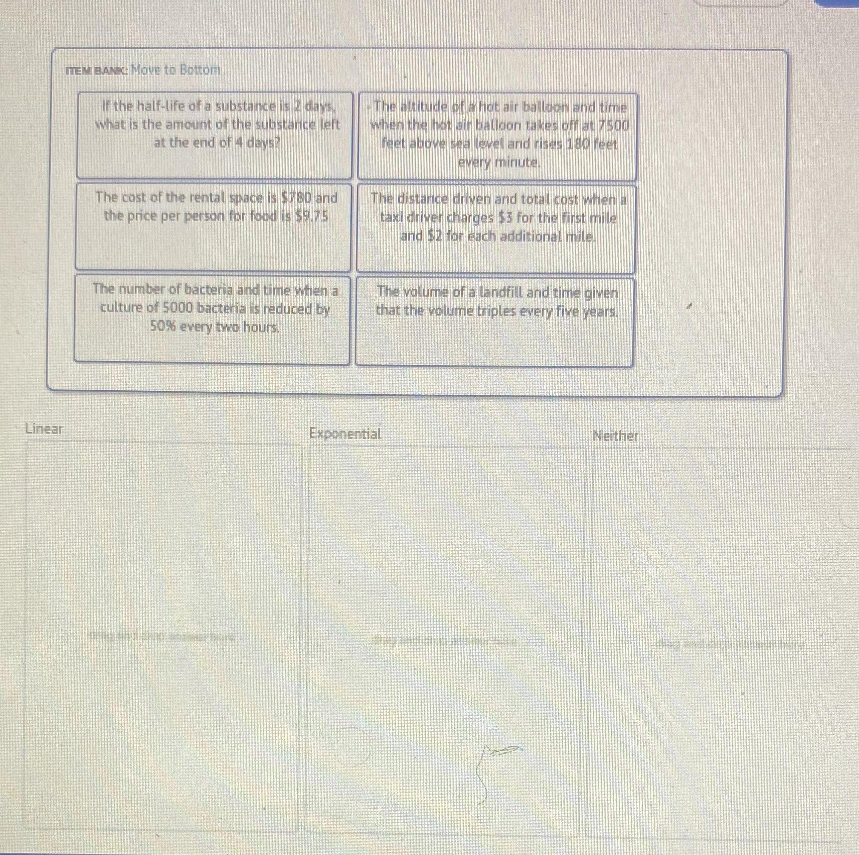 ITEM BANK: Move to Bottom If the half-life of a