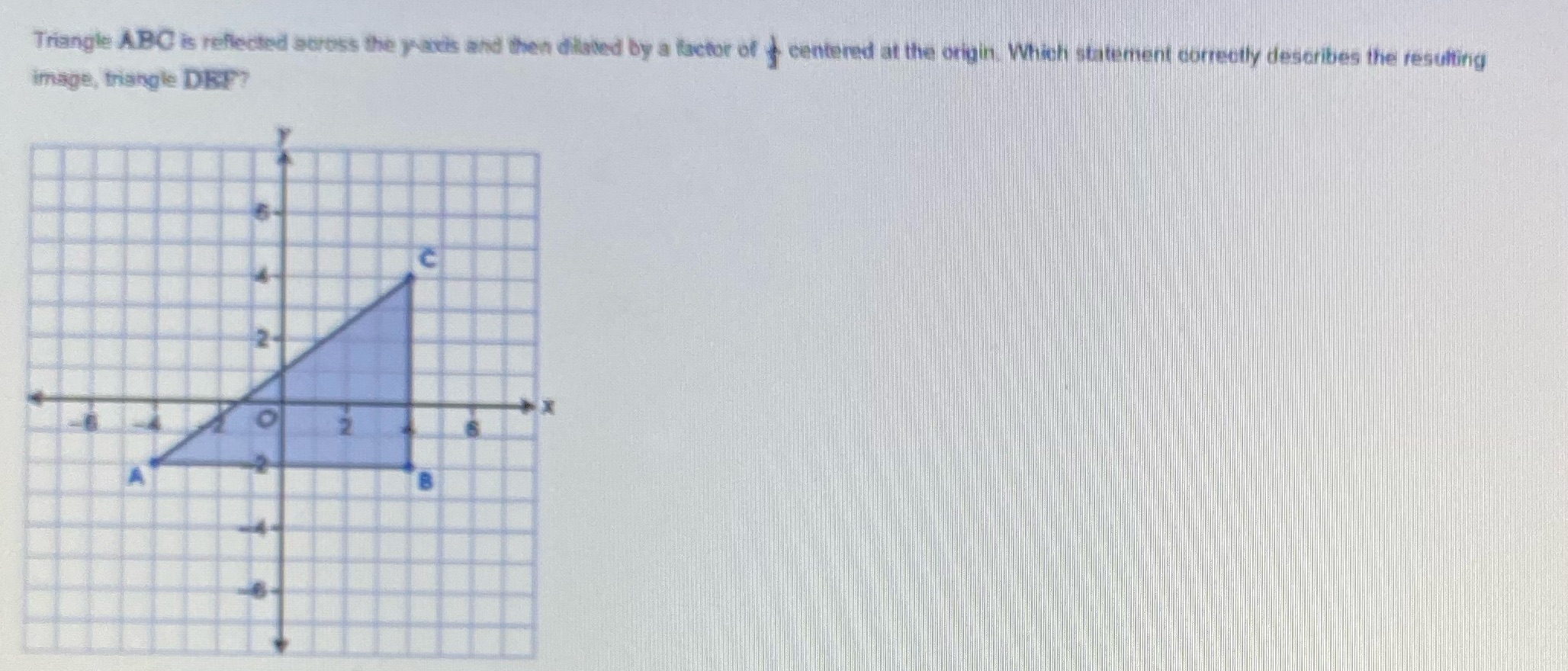 Triangle ABC is reflected across the yaxis and
