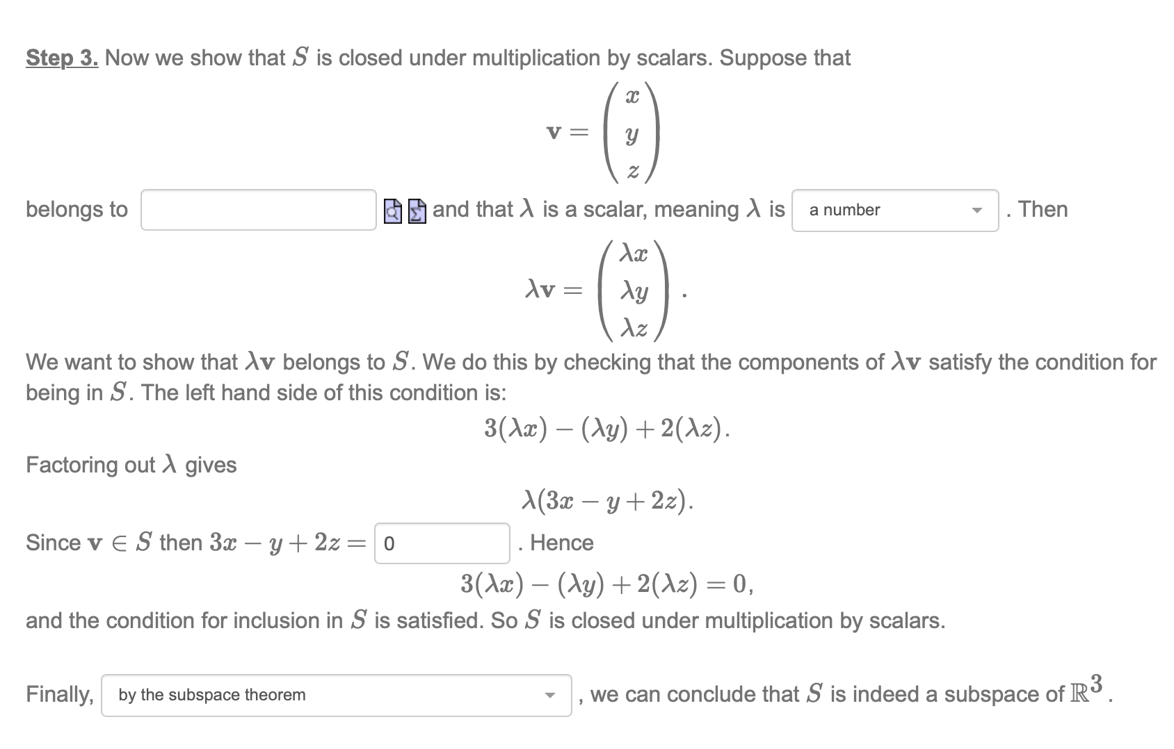 How to find the answer of the blank? Let S be the