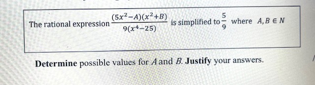 1. Three rational expressions have the following