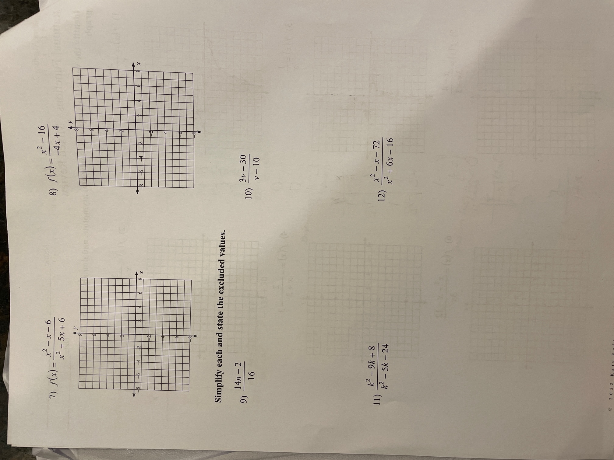 I need help with answering and showing work for
