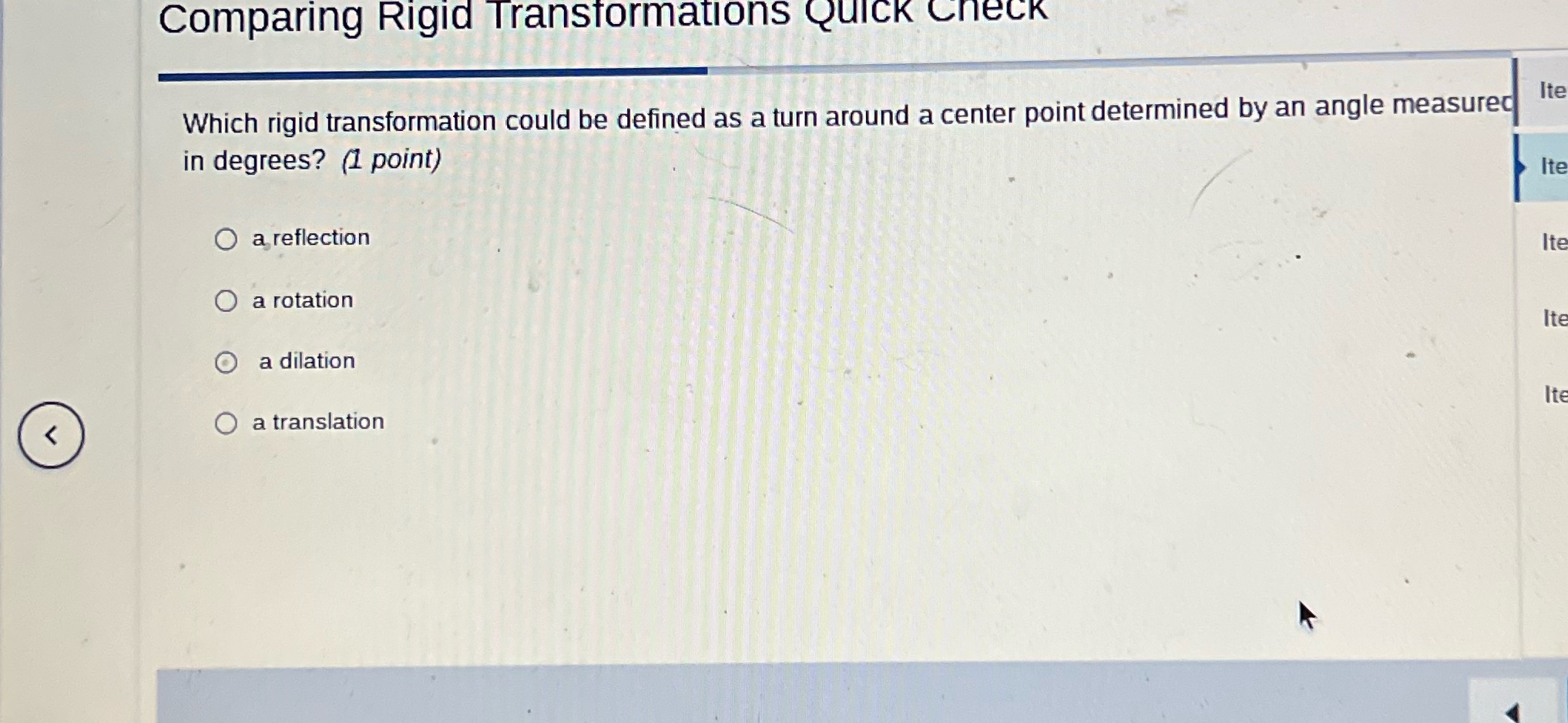 Comparing Rigid Transformations Quick Check Which