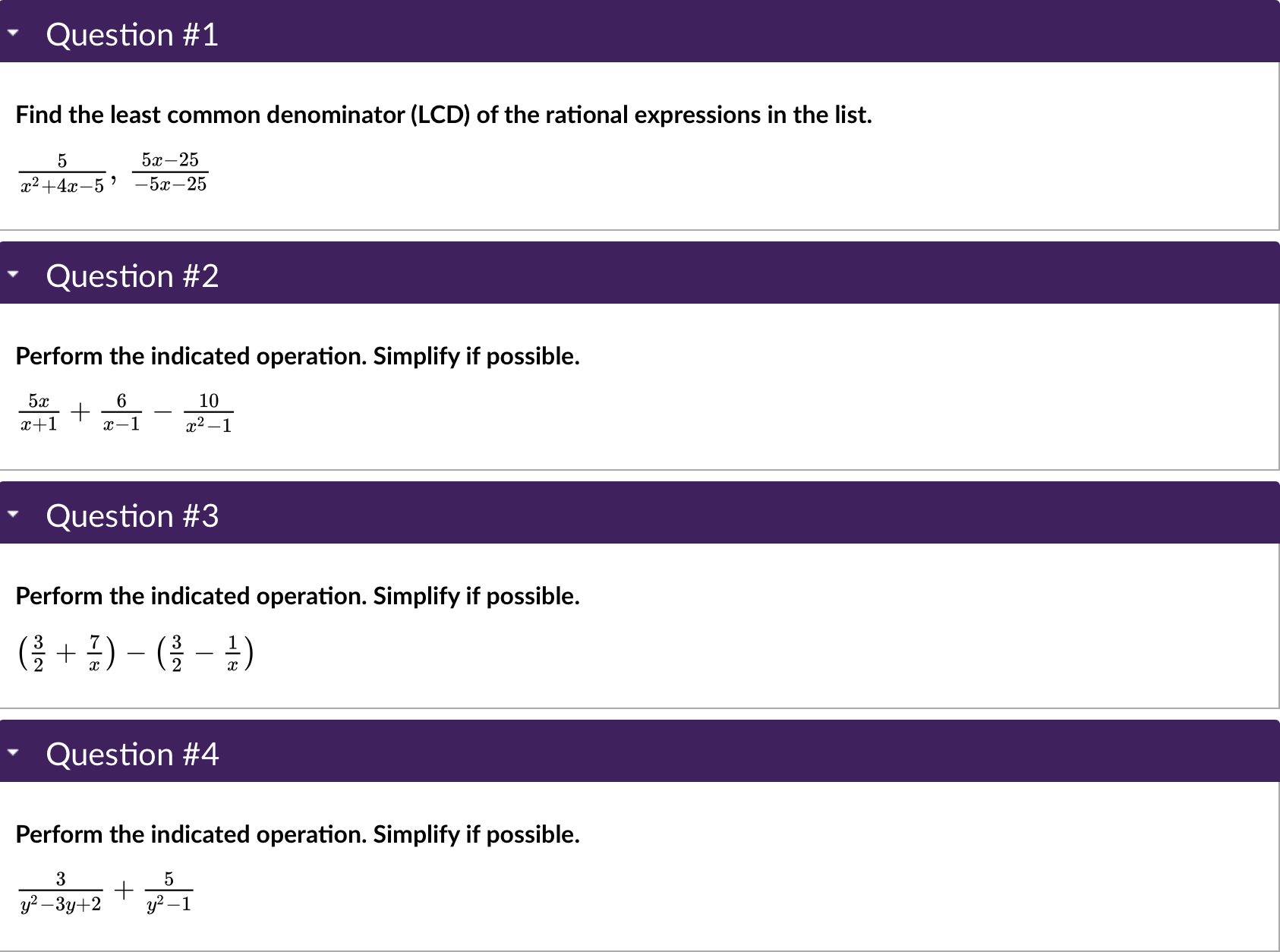 ' Question #1 Find the least common