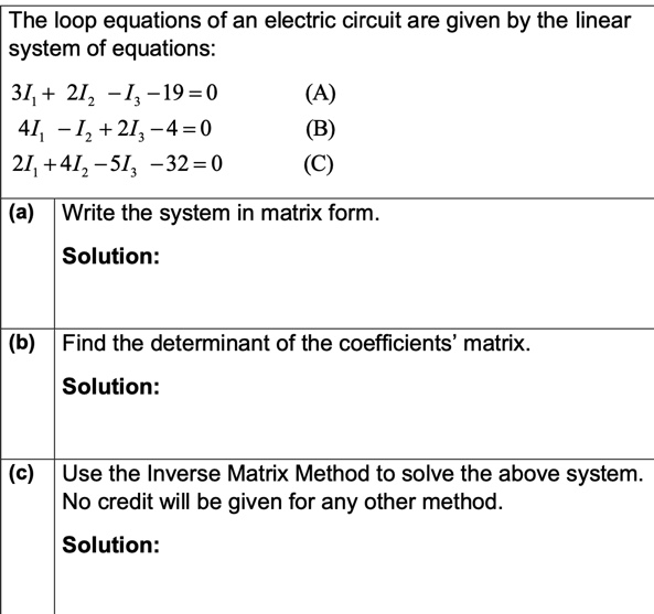 The loop equations of an electric circuit are