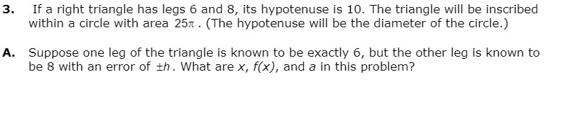 3. If a right triangle has legs 6 and 8, its