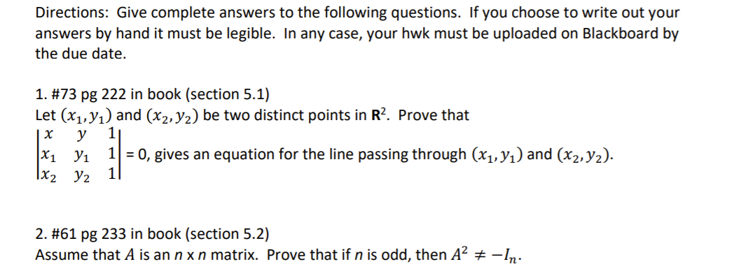 Directions: Give complete answers to the
