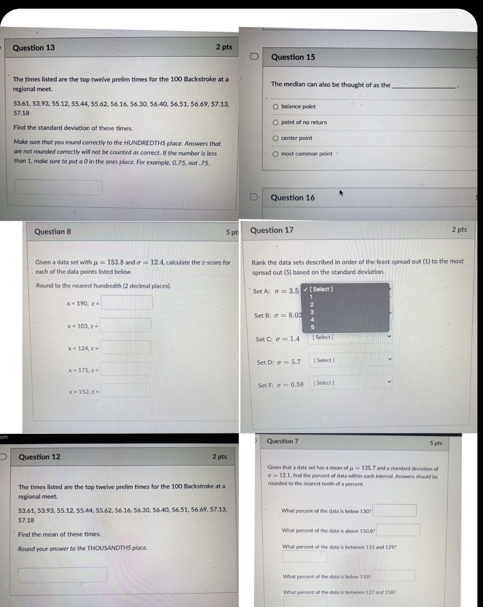 Question 13 2 pts D Question 15 The times listed