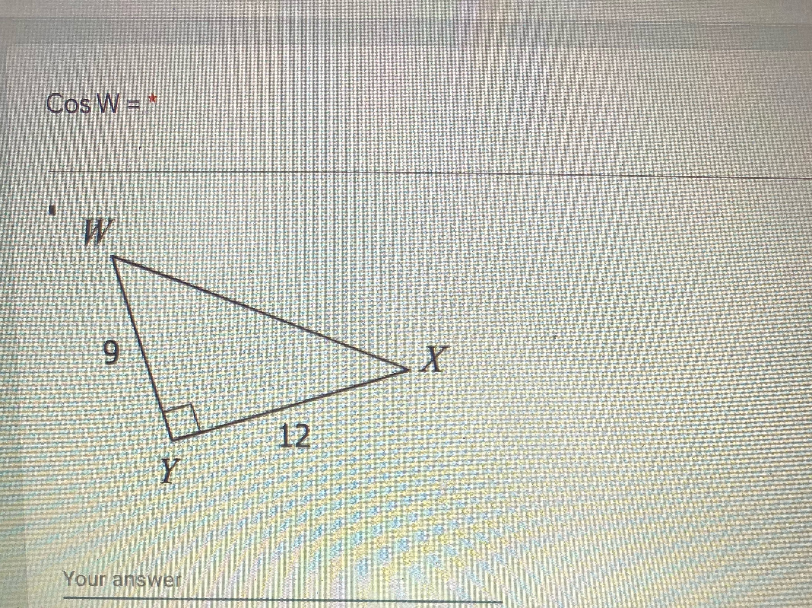 Use pythagorean to solve for missing side then