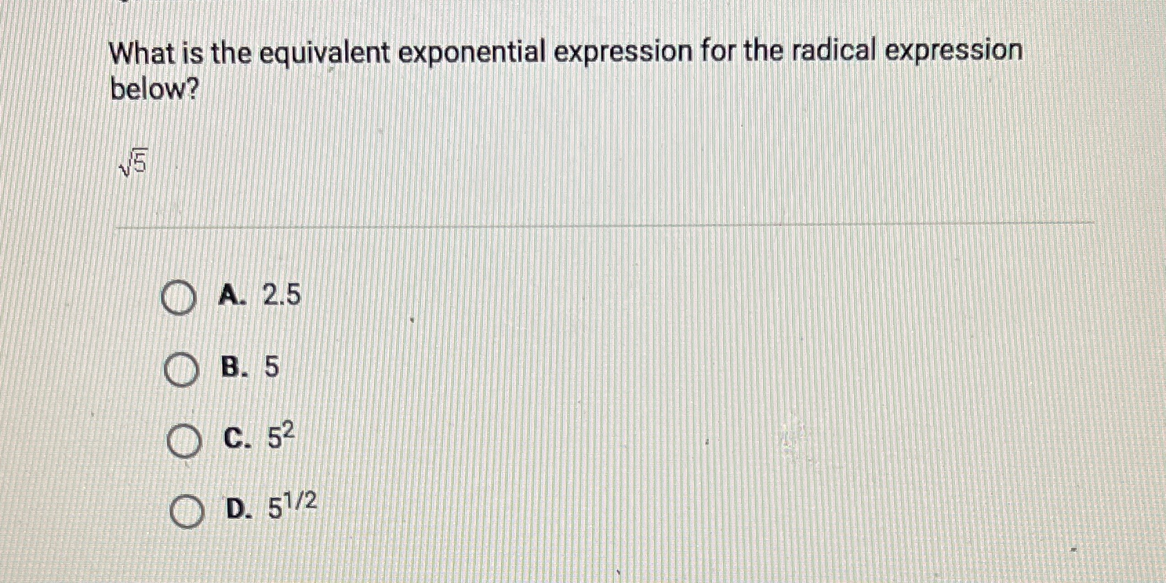 What is the equivalent exponential expression for