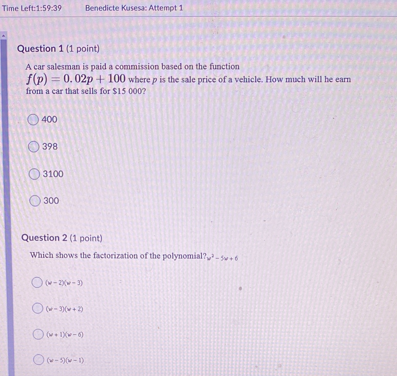 Which of these is the correct answer for each?