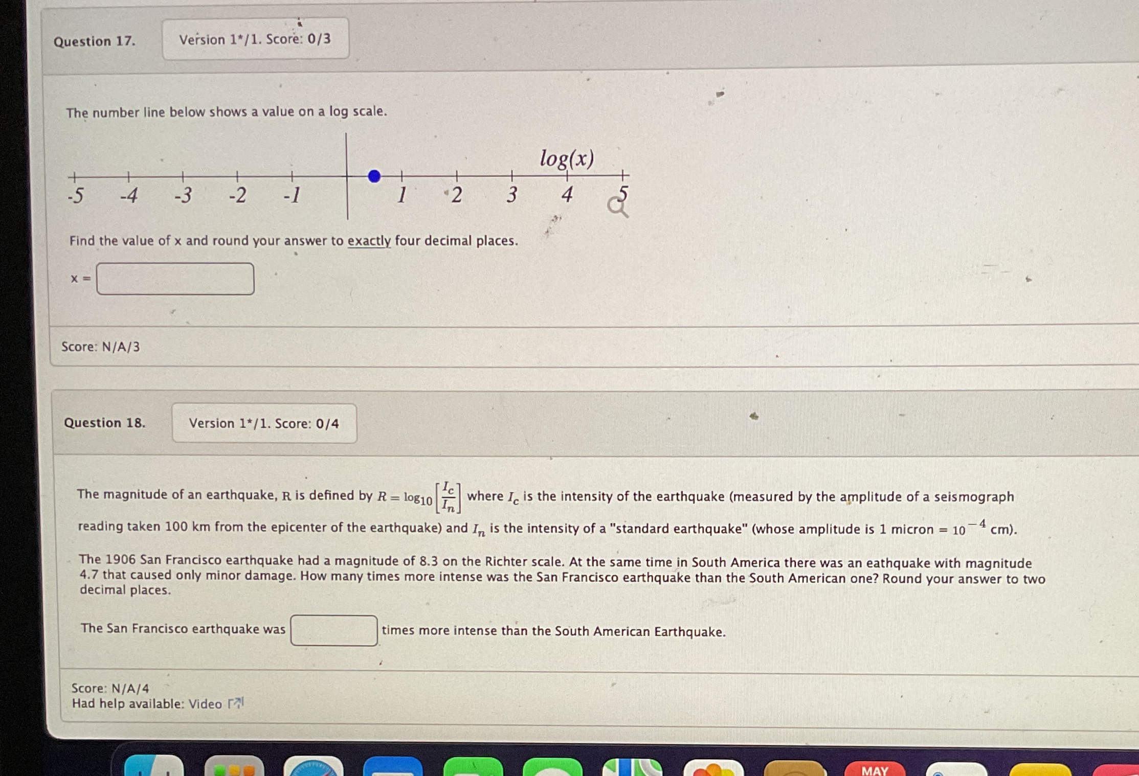 17-18 Question 17. Version 1*/1. Score: 0/3 The
