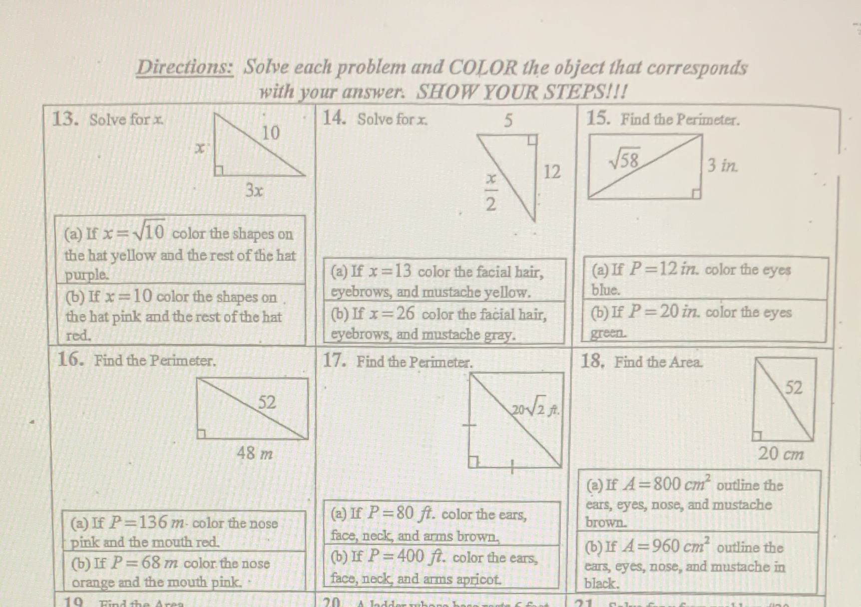 show steps please and color the object that