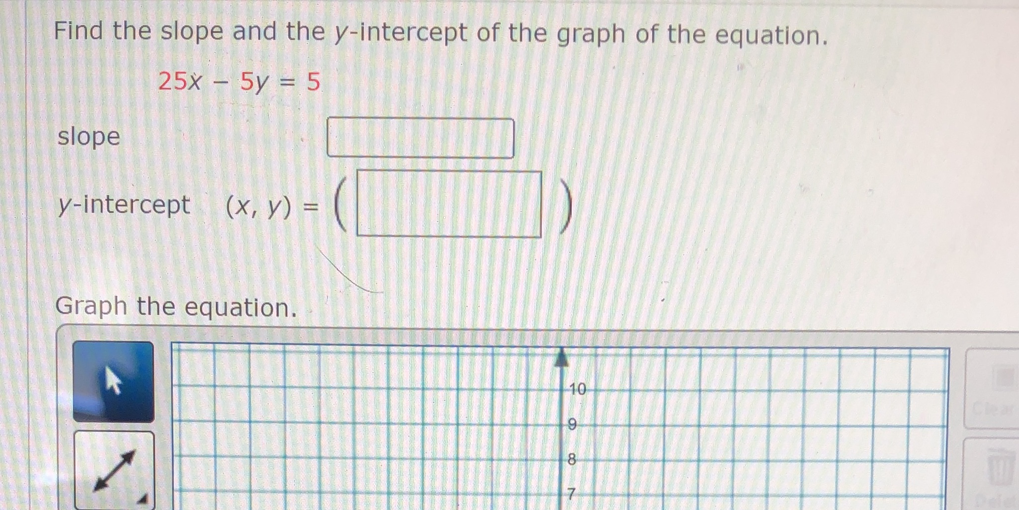 1.find the slope, 2. The y intercept, 3. Graph
