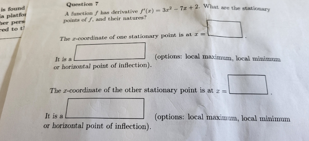 no extra detail is found Question 7 a platfor A