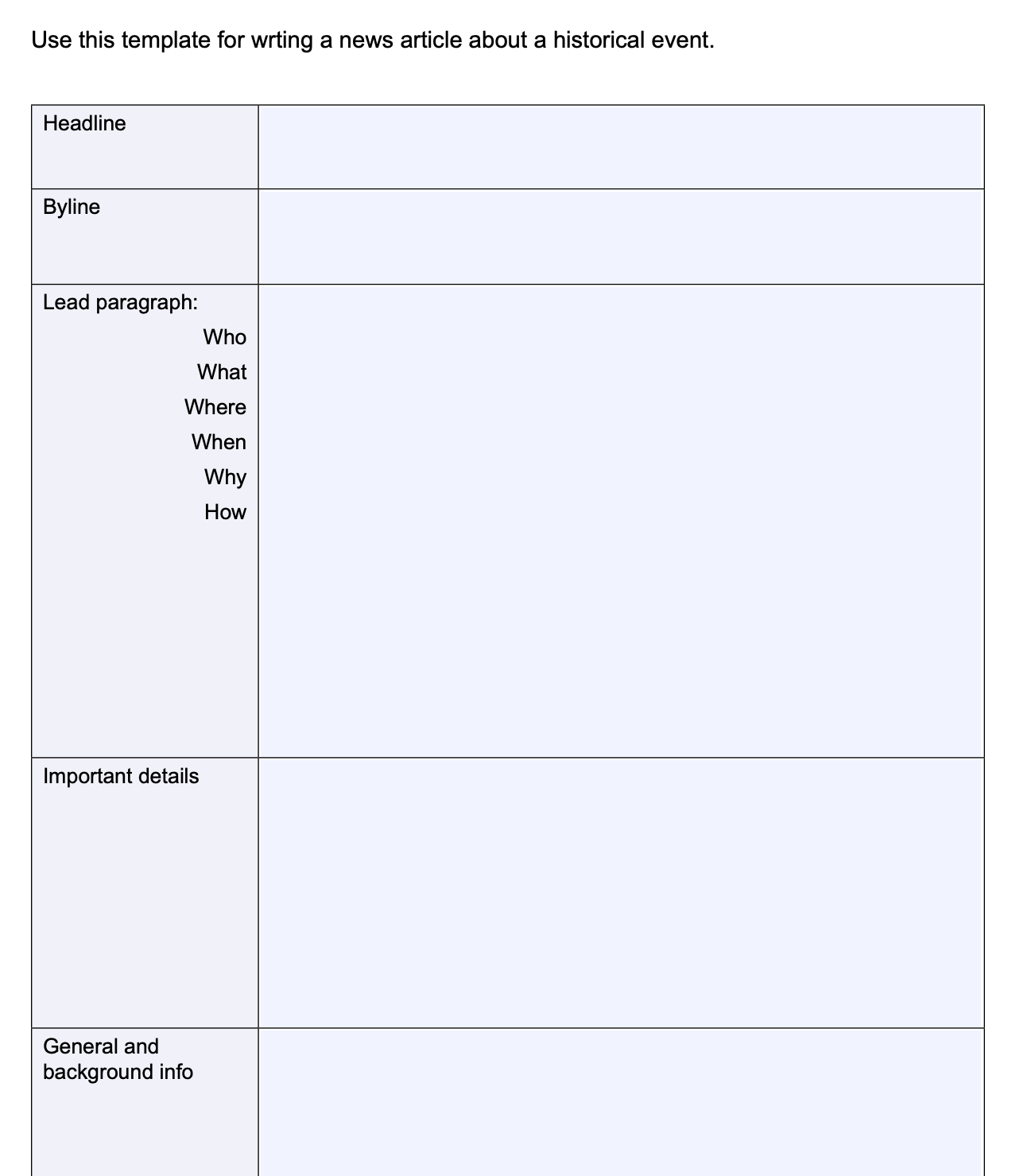 Down below is the news report template Use this