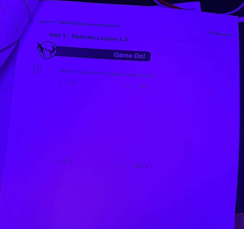 Help me answer this Lesson 1.3: Radical