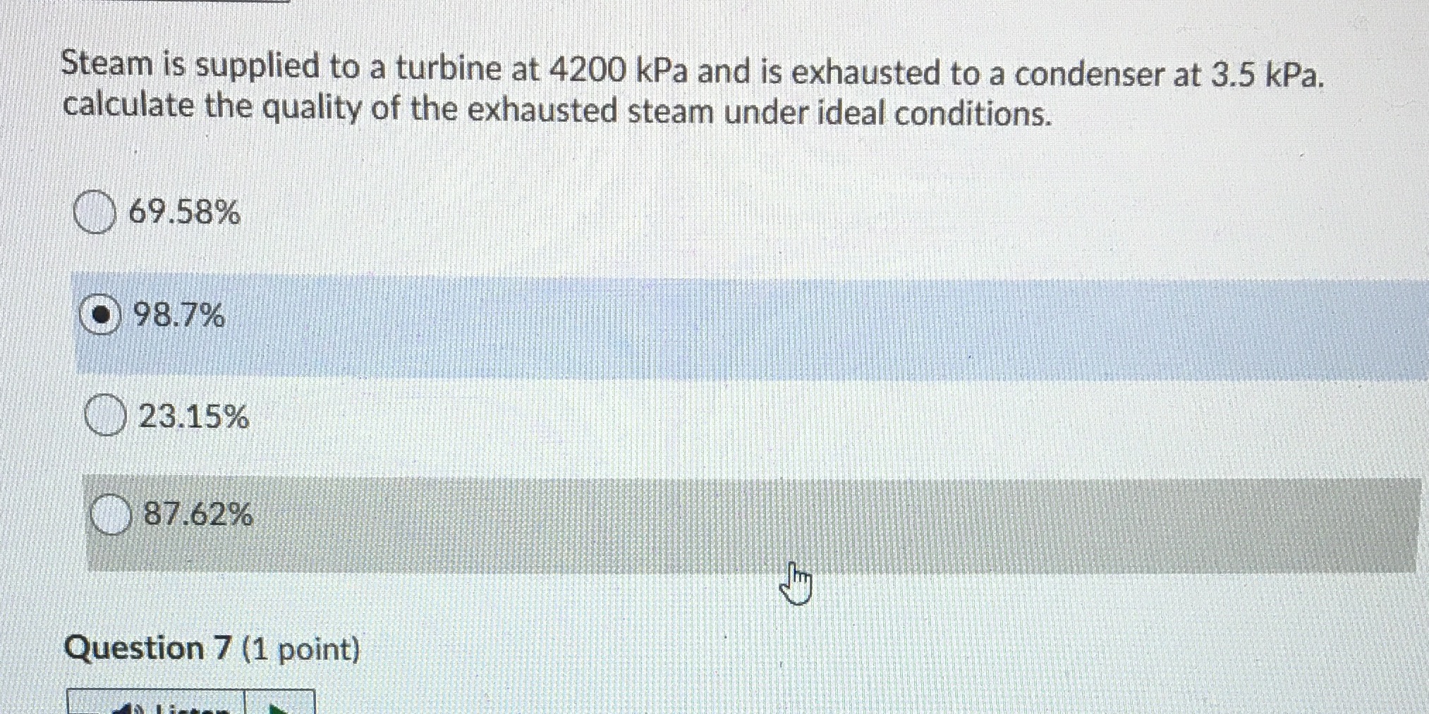 Steam is supplied to a turbine at 4200 kPa and is