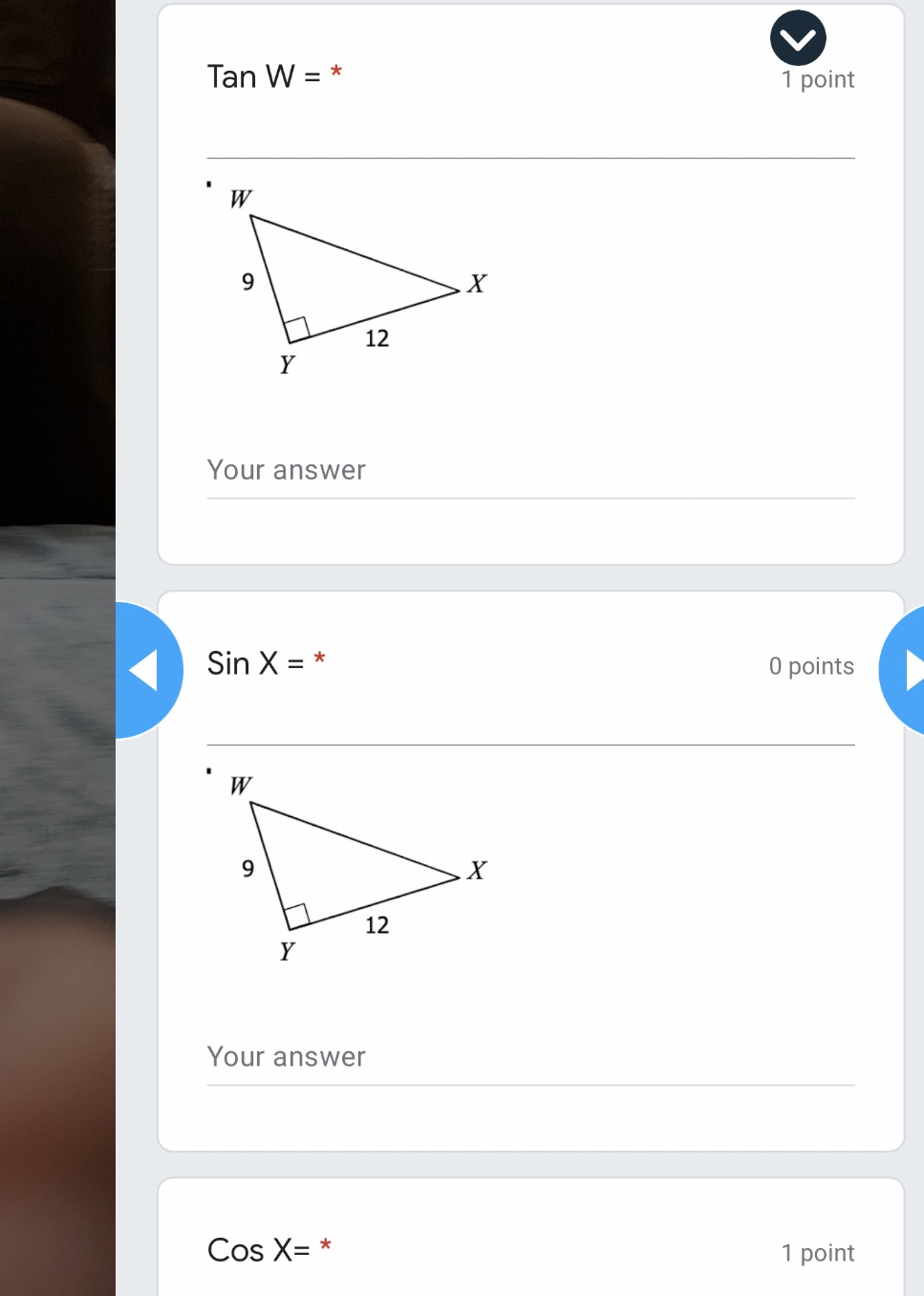 Use pythagorean to solve for missing side then