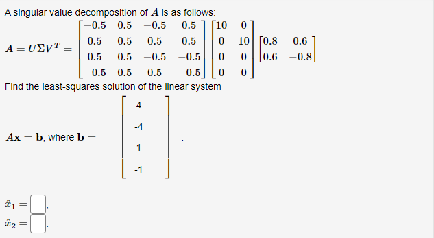 A singular value decomposition of A is as