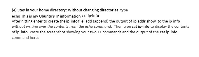 (4) Stay in your home directory: Without changing