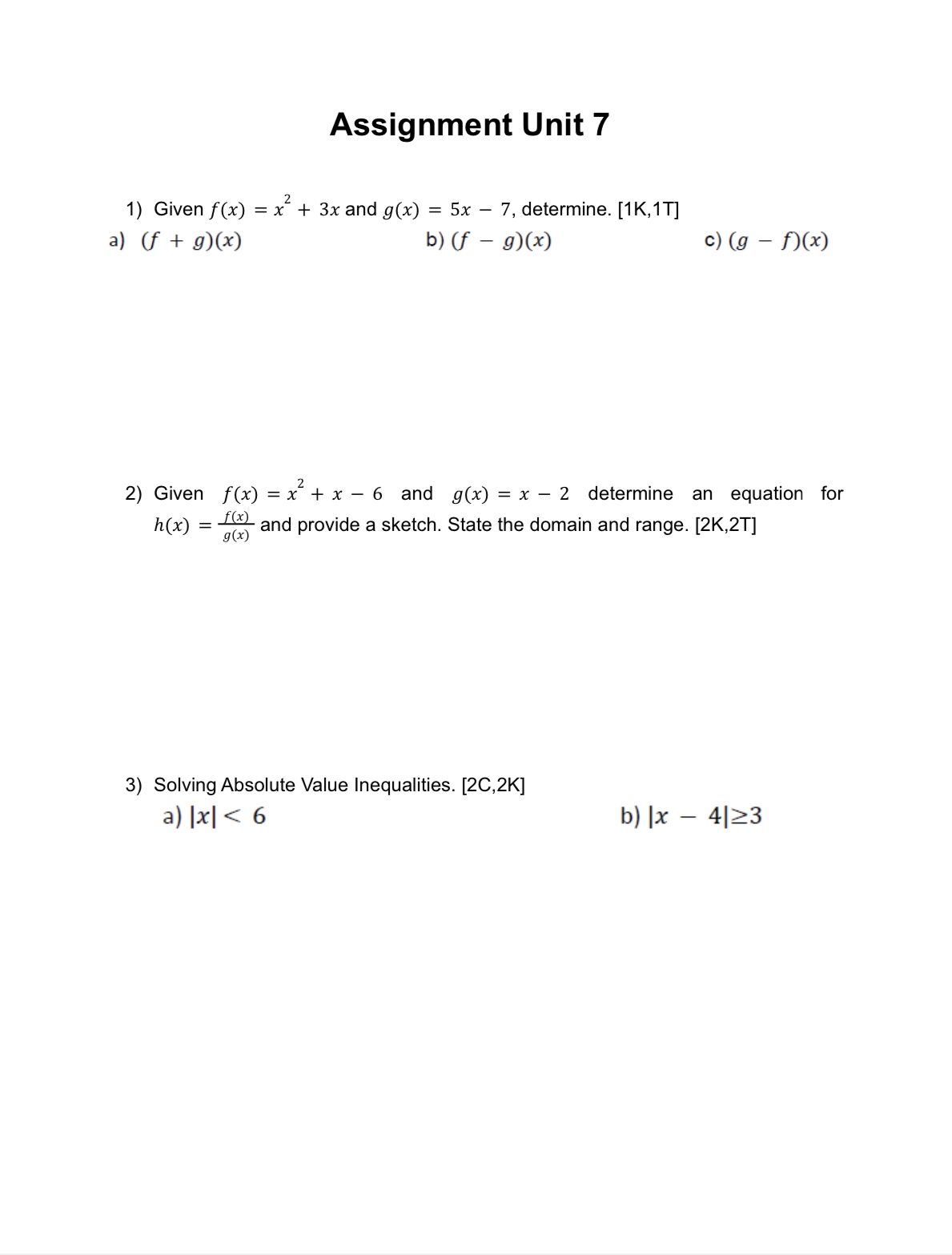 4) For the functions f = {(4, 1), (3, 2), (2, 3)}
