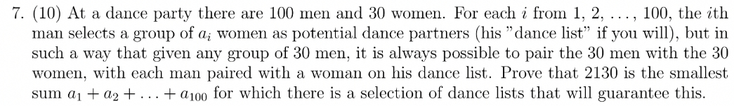 answer all questions with 7. (10) At a dance