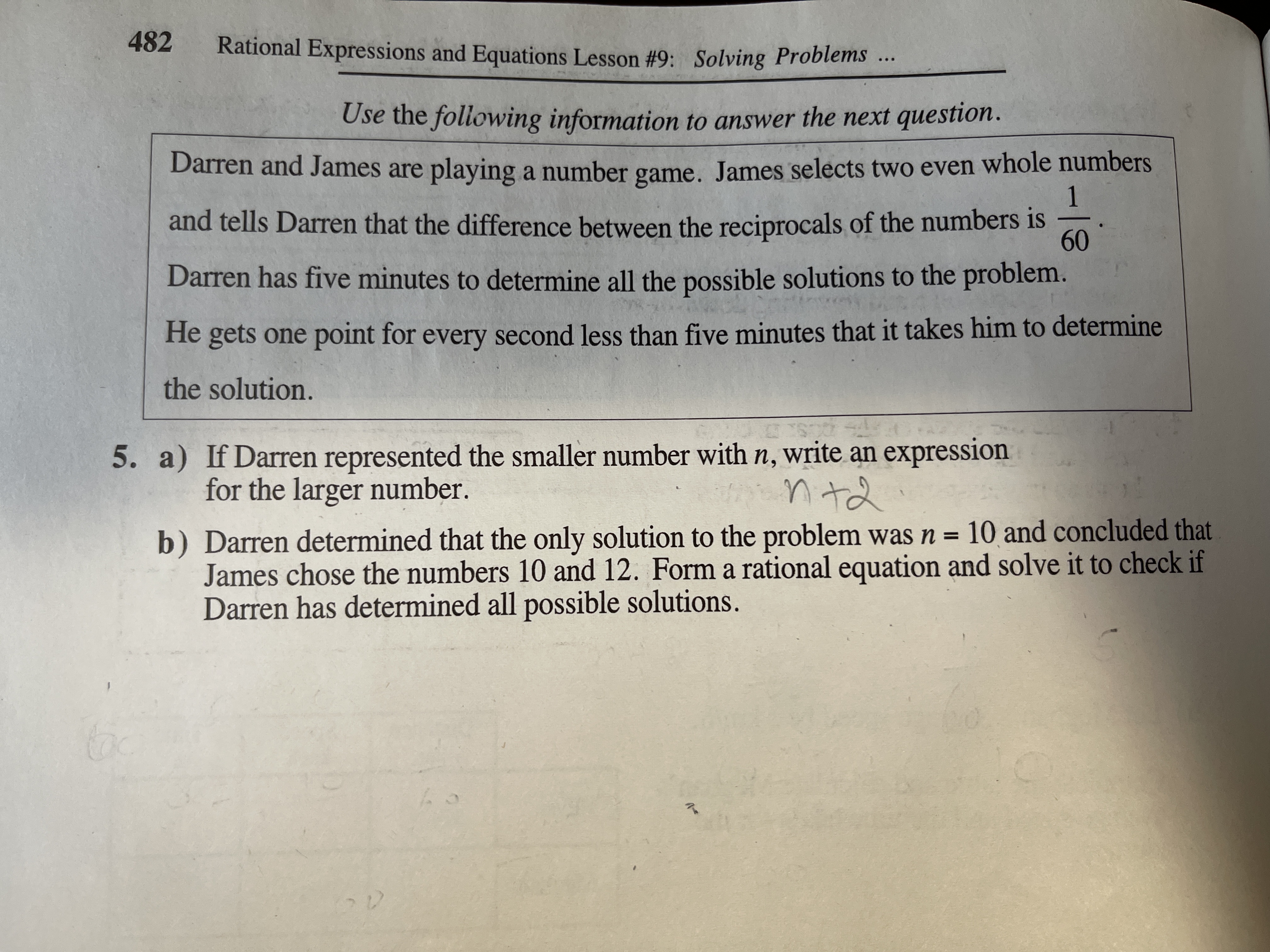 482 Rational Expressions and Equations Lesson #9: