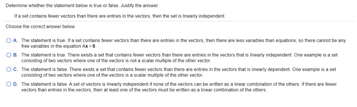 Determine whether the statement below is true or