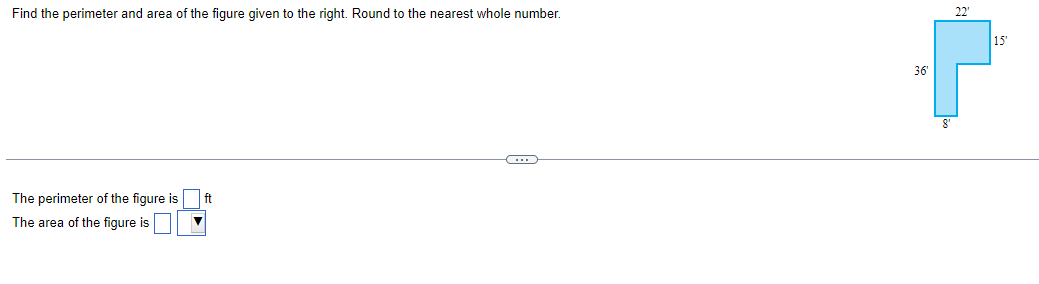 Find the perimeter and area of the figure given