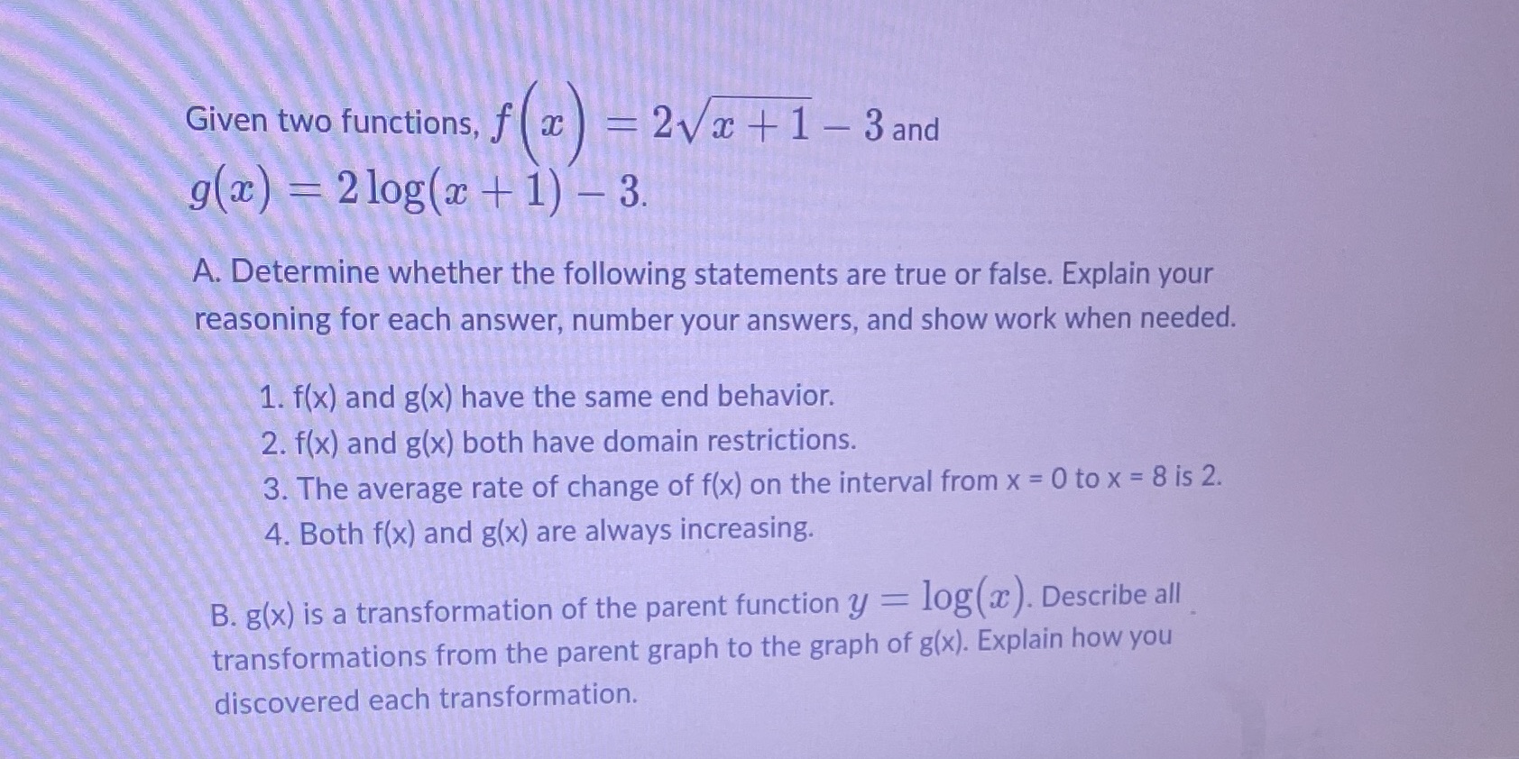 Given two functions, f ( ac ) = 2vac + 1 - 3 and