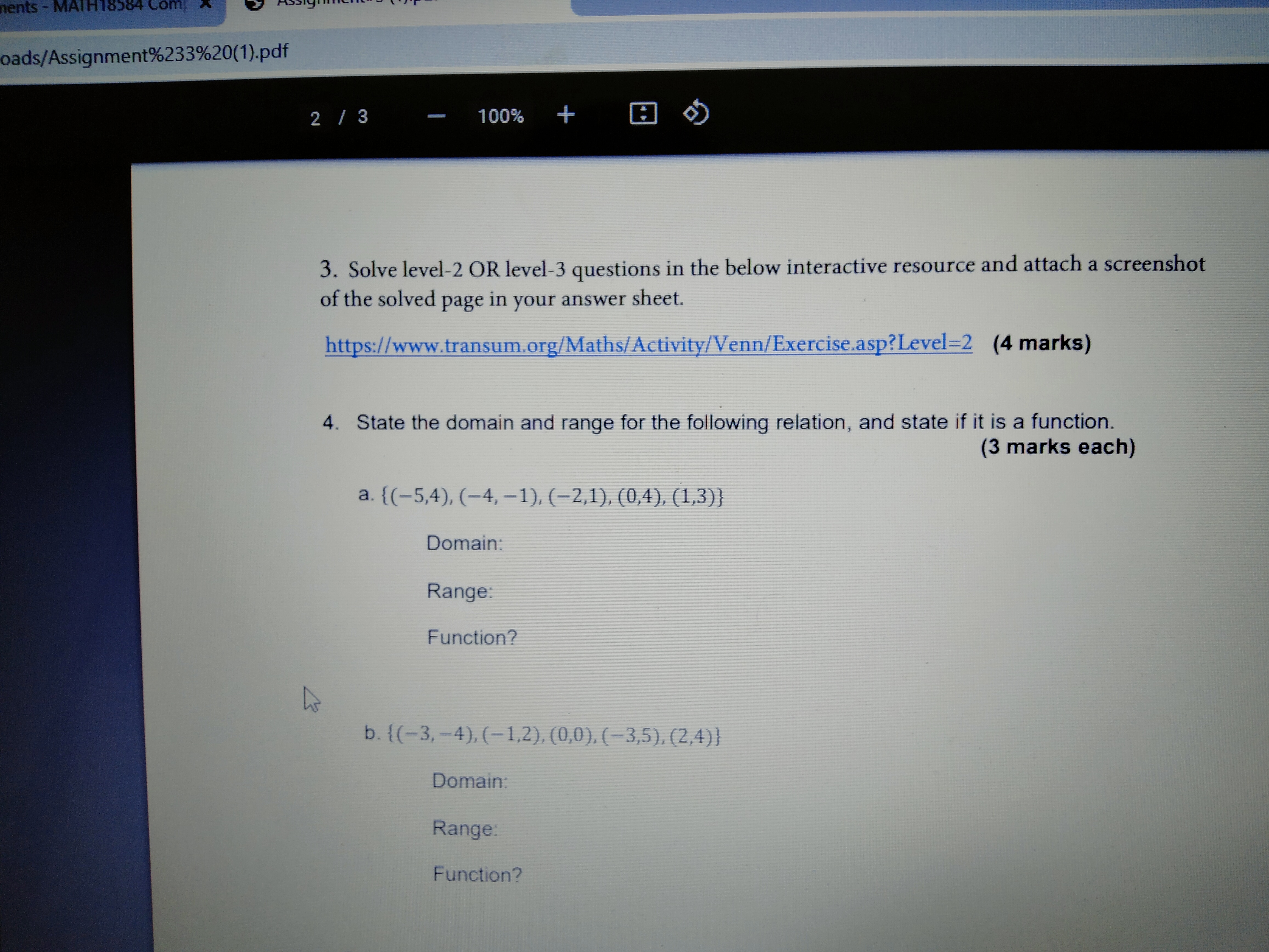 1. List all the members of set A. A = {x| -1 < x
