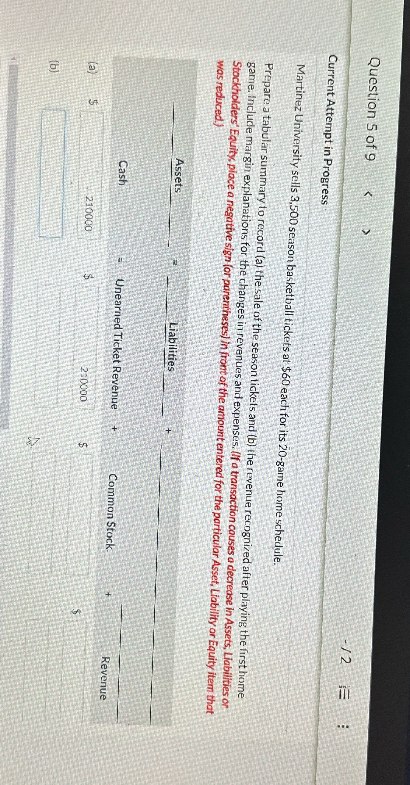 Question 5 of 9 -12 Current Attempt in Progress