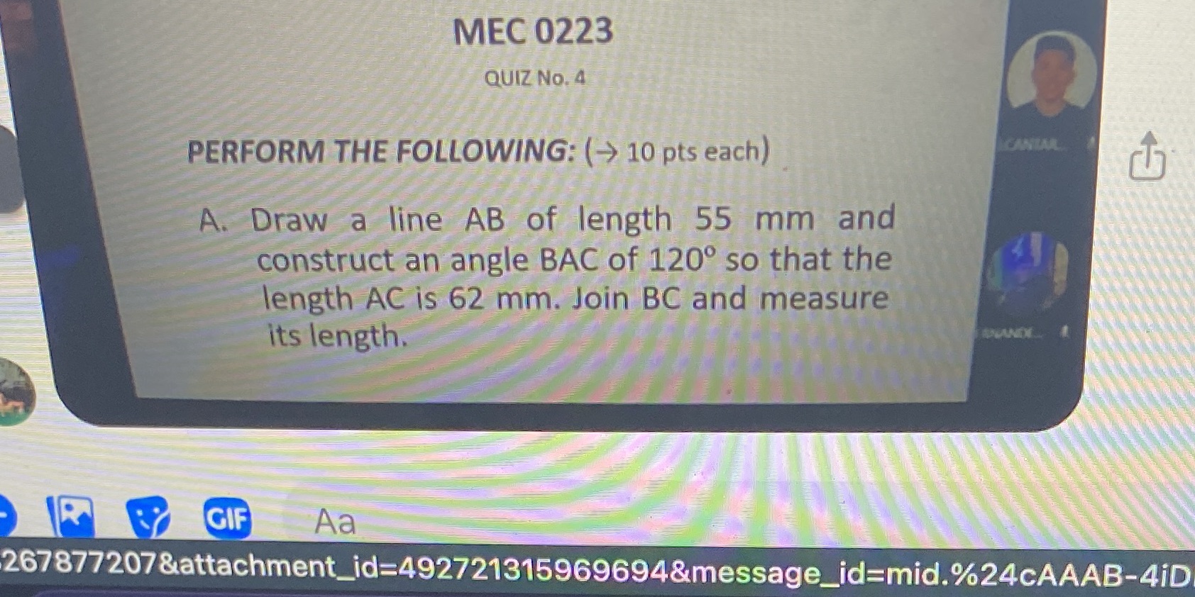 Help MEC 0223 QUIZ No. 4 PERFORM THE FOLLOWING: