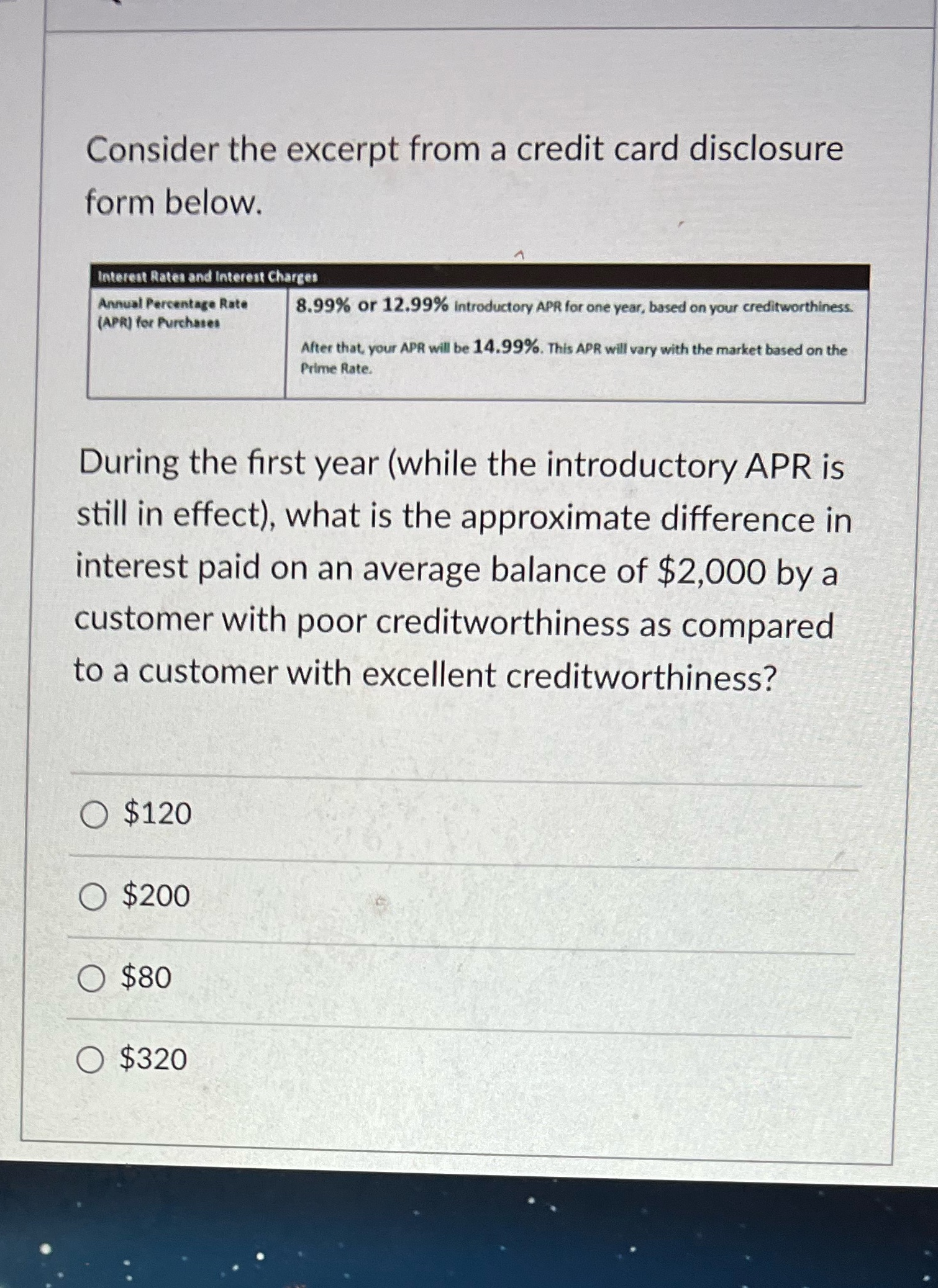 Consider the excerpt from a credit card