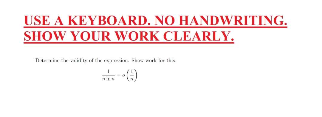 USE A KEYBOARD. NO HANDWRITING. SHOW YOUR WORK