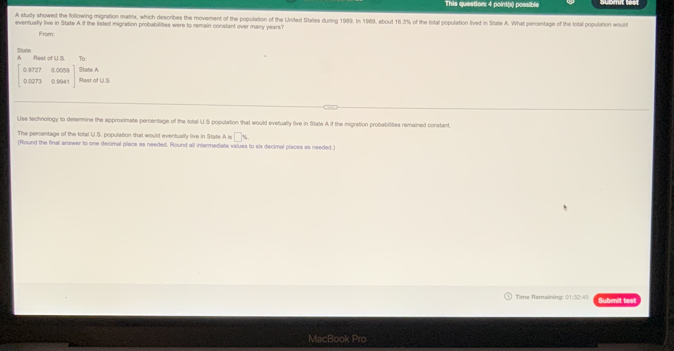 This question: 4 point(s) possible Submit A study