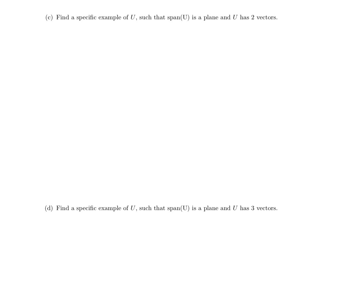 Let U be a subset in R3 with 1, 2 or 3 vectors.