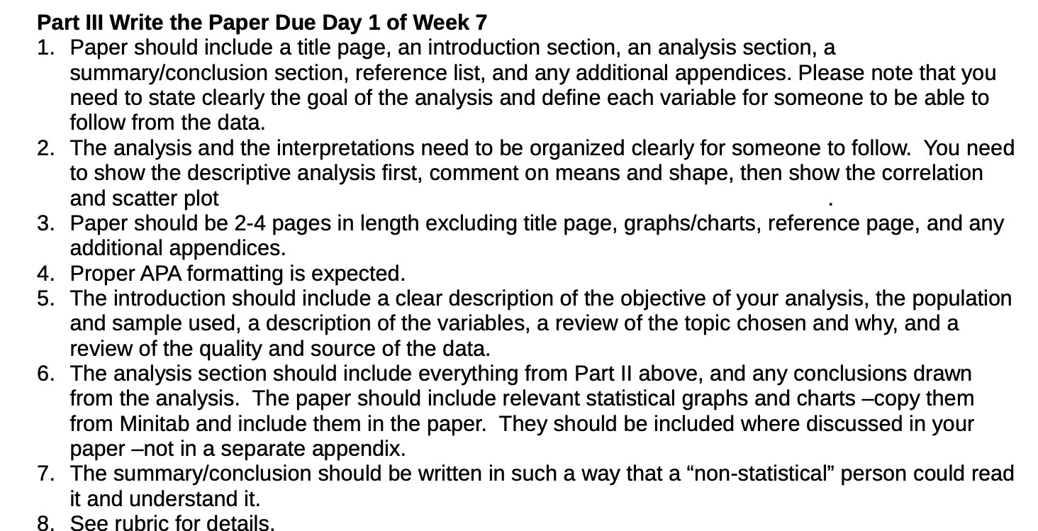Part III Write the Paper Due Day 1 of Week 7 1.
