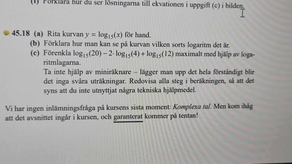 (I) Forklara hur du ser losningarna till