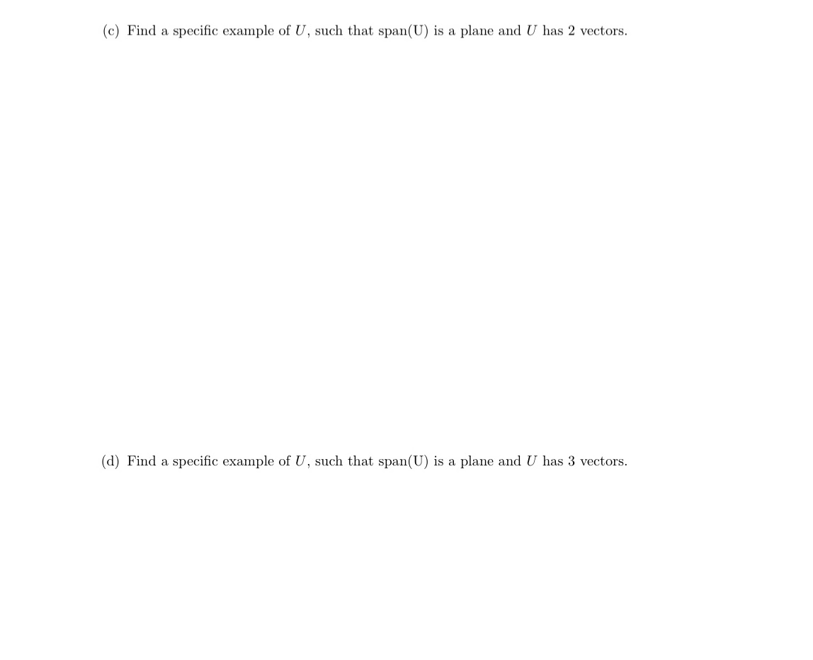 Let U be a subset in R3 with 1, 2 or 3 vectors.
